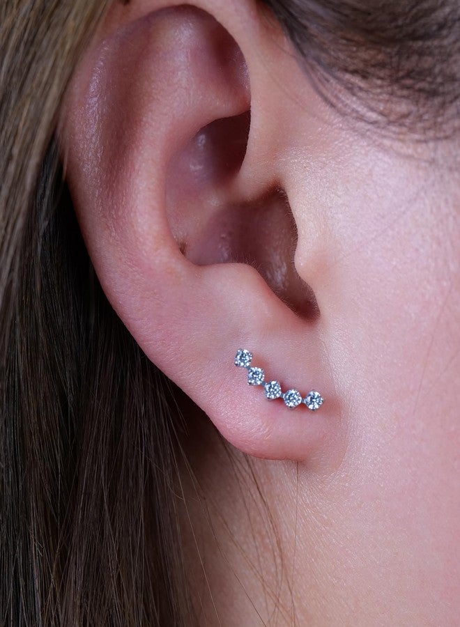 Limerencia Hypoallergenic G23 Implant Grade Titanium Stud Earrings Tragus 20G Helix F136 Piercing Post for Women Sensitive Ears Cartilage (Five Prong Cluster) - Image 4